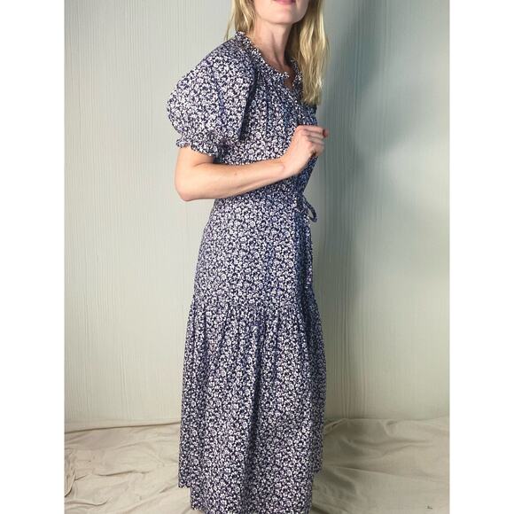 REBECCA TAYLOR LA VIE Floral Cotton Puff Sleeve Prairie Maxi Dress US XS - Picture 7 of 13